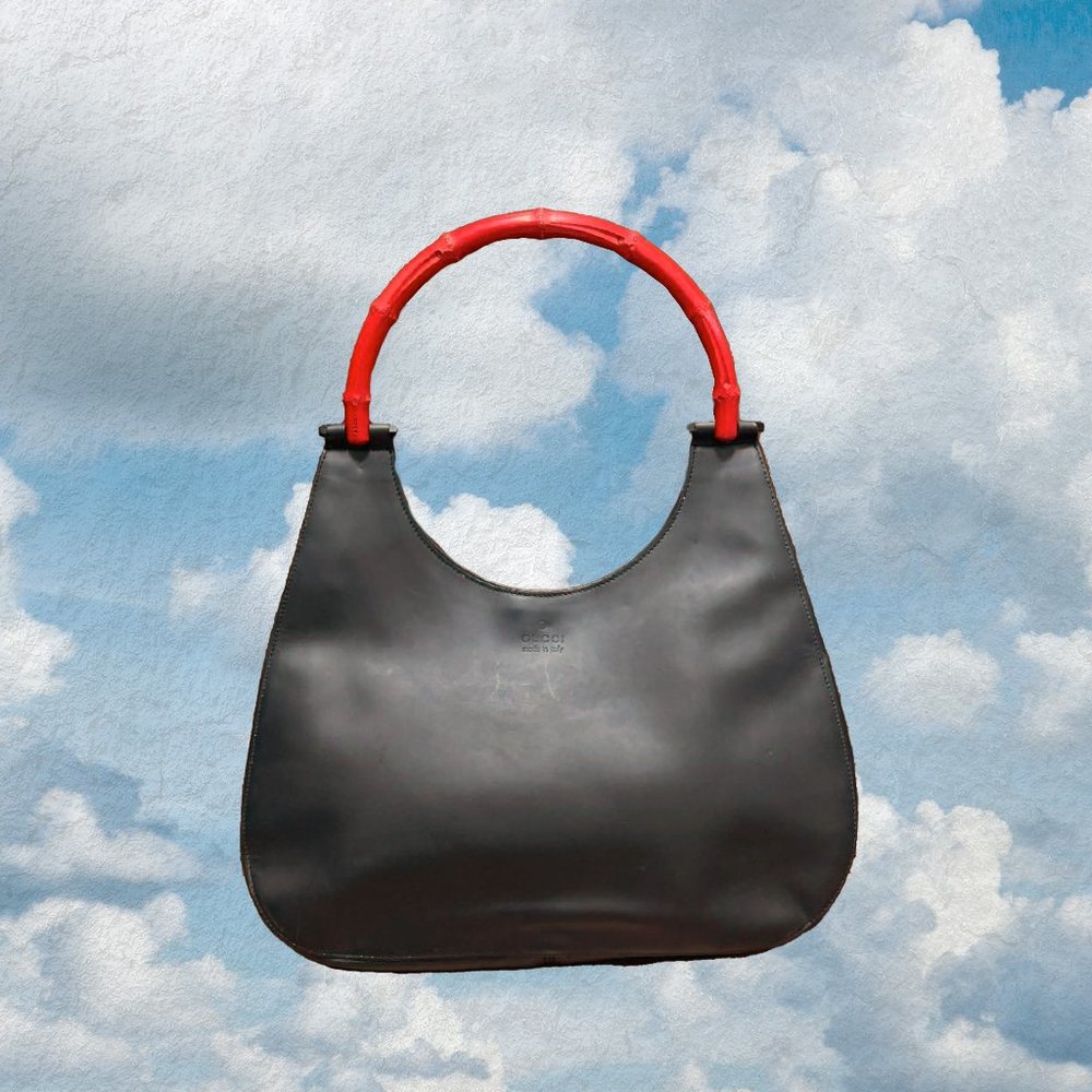 Y2K GUCCI BLACK MODERN BAMBOO SHOULDER BAG